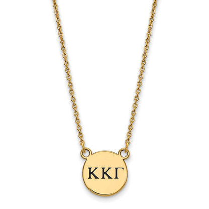 Vergoldet Sterlingsilber Logoart Kappa Gamma Sorority Greek Buchstaben Klein Schwarz Emaille Anhänger 18 Zoll Halskette