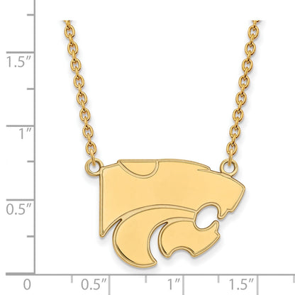 10K Gelbgold Logoart Kansas State University Wildkatze Groß Anhänger 18 Zoll Halskette