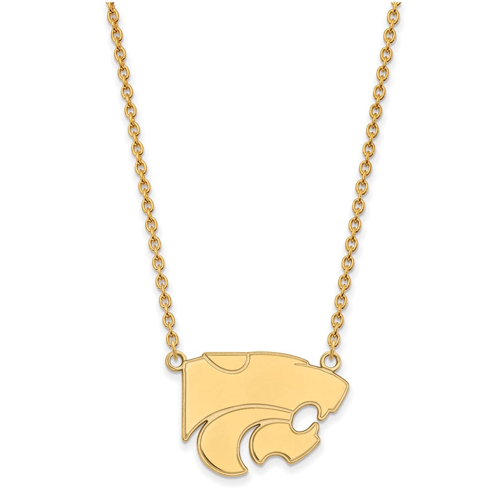 Vergoldet Sterlingsilber Logoart Kansas State University Wildkatze Groß Anhänger 18 Zoll Halskette