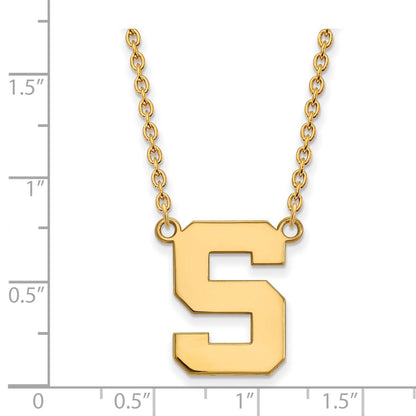 Vergoldet Sterlingsilber Logoart Michigan State University Buchstabe S Groß Anhänger 18 Zoll Halskette