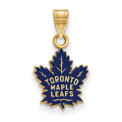 Vergoldet Sterlingsilber Nhl Logoart Toronto Maple Leafs Klein Emailliert Anhänger