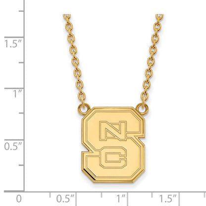 Vergoldet Sterlingsilber Logoart North Carolina State University N C S Groß Anhänger 18 Zoll Halskette