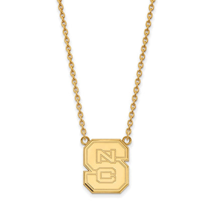 Vergoldet Sterlingsilber Logoart North Carolina State University N C S Groß Anhänger 18 Zoll Halskette