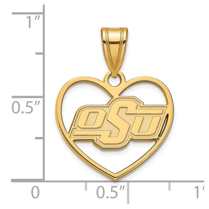 Vergoldet Sterlingsilber Logoart Oklahoma State University O S U Herz Anhänger