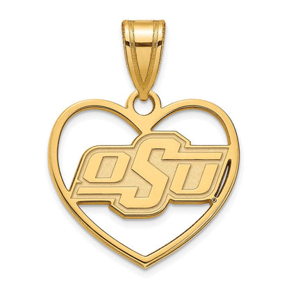 Vergoldet Sterlingsilber Logoart Oklahoma State University O S U Herz Anhänger