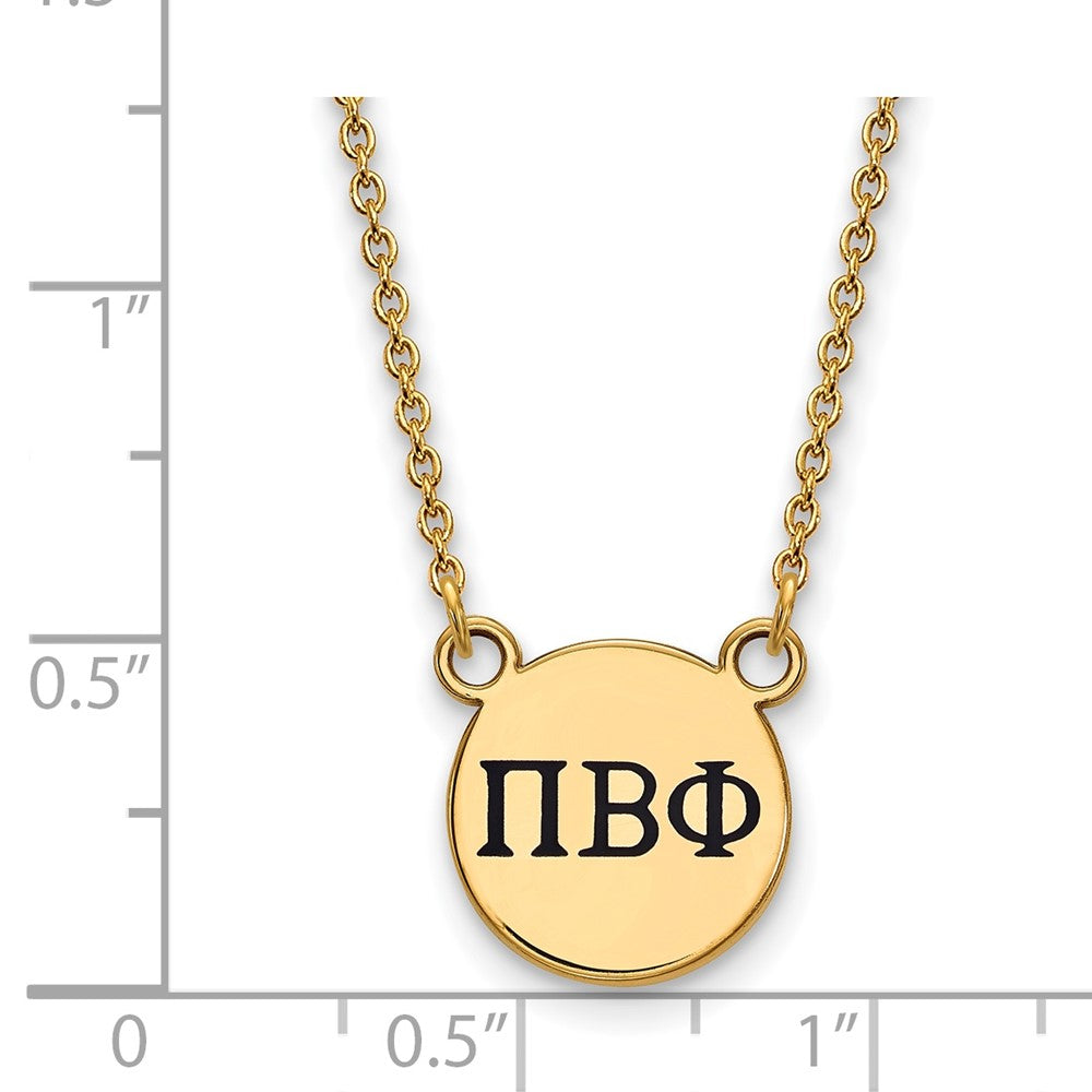 Vergoldet Sterlingsilber Logoart Pi Beta Phi Sorority Greek Buchstaben Klein Schwarz Emaille Anhänger 18 Zoll Halskette
