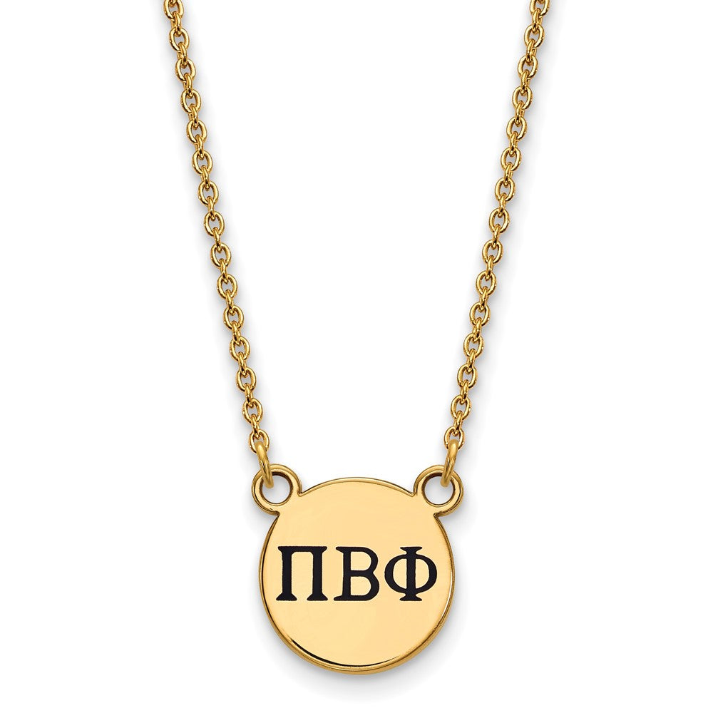 Vergoldet Sterlingsilber Logoart Pi Beta Phi Sorority Greek Buchstaben Klein Schwarz Emaille Anhänger 18 Zoll Halskette