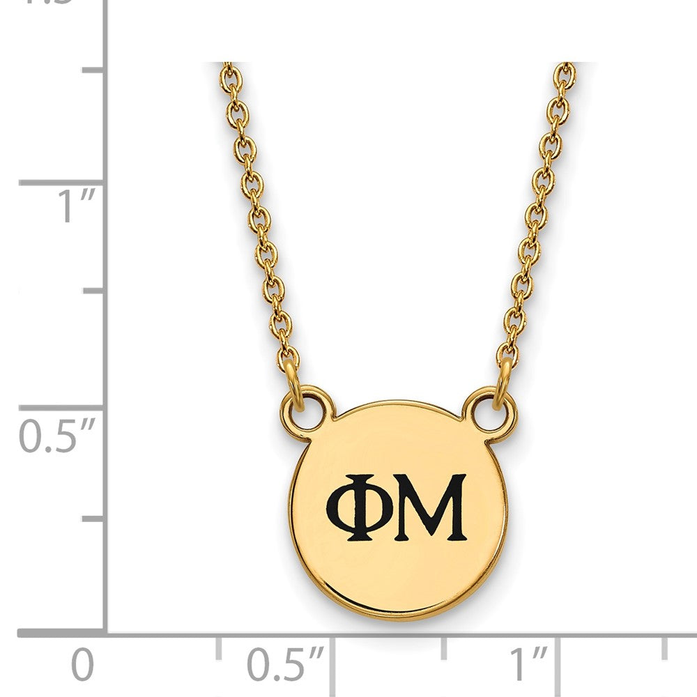 Vergoldet Sterlingsilber Logoart Phi Mu Sorority Greek Buchstaben Klein Schwarz Emaille Anhänger 18 Zoll Halskette