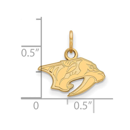 Vergoldet Sterlingsilber Nhl Logoart Nashville Predators Extra Klein Anhänger