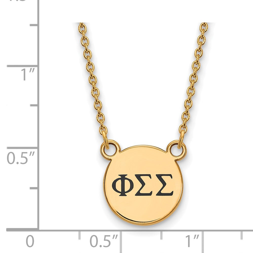 Vergoldet Sterlingsilber Logoart Phi Sigma Sorority Greek Buchstaben Klein Schwarz Emaille Anhänger 18 Zoll Halskette