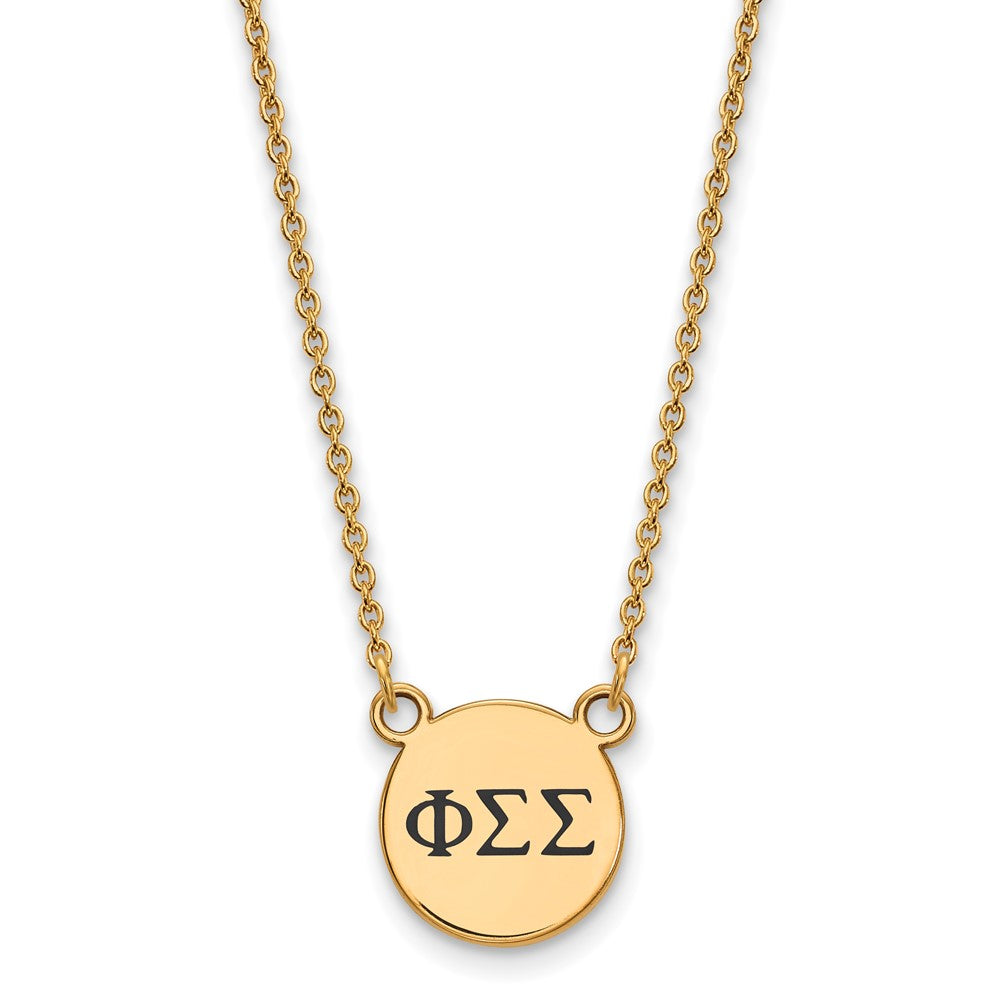 Vergoldet Sterlingsilber Logoart Phi Sigma Sorority Greek Buchstaben Klein Schwarz Emaille Anhänger 18 Zoll Halskette