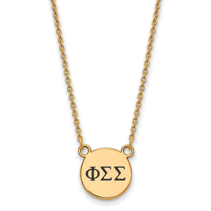 Vergoldet Sterlingsilber Logoart Phi Sigma Sorority Greek Buchstaben Klein Schwarz Emaille Anhänger 18 Zoll Halskette