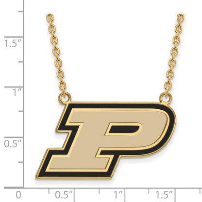 Vergoldet Sterlingsilber Logoart Purdue University Buchstabe P Groß Emailliert Anhänger 18 Zoll Halskette