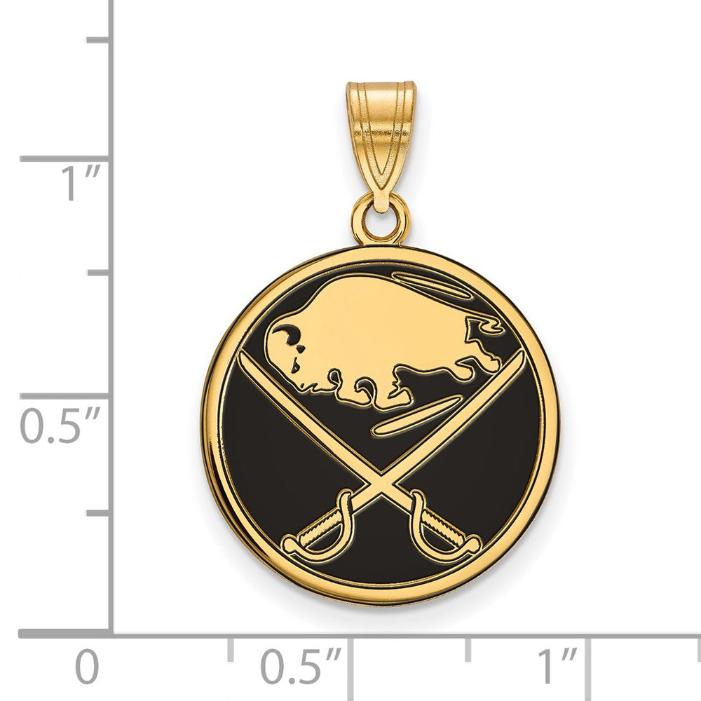 Vergoldet Sterlingsilber Nhl Logoart Buffalo Sabres Groß Emailliert Anhänger