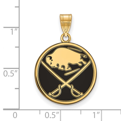 Vergoldet Sterlingsilber Nhl Logoart Buffalo Sabres Groß Emailliert Anhänger