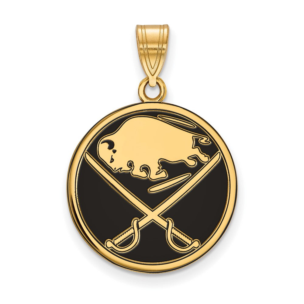 Vergoldet Sterlingsilber Nhl Logoart Buffalo Sabres Groß Emailliert Anhänger