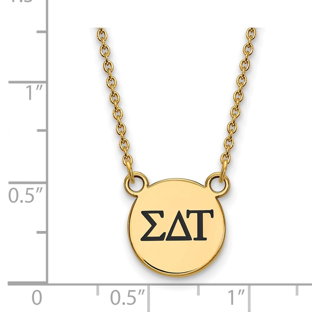 Vergoldet Sterlingsilber Logoart Sigma Delta Tau Sorority Greek Buchstaben Klein Schwarz Emaille Anhänger 18 Zoll Halskette