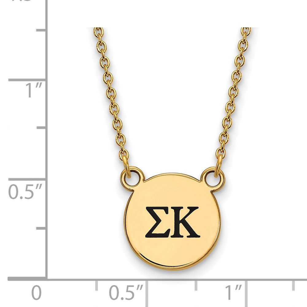 Vergoldet Sterlingsilber Logoart Sigma Kappa Sorority Greek Buchstaben Klein Schwarz Emaille Anhänger 18 Zoll Halskette