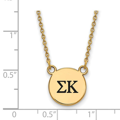 Vergoldet Sterlingsilber Logoart Sigma Kappa Sorority Greek Buchstaben Klein Schwarz Emaille Anhänger 18 Zoll Halskette