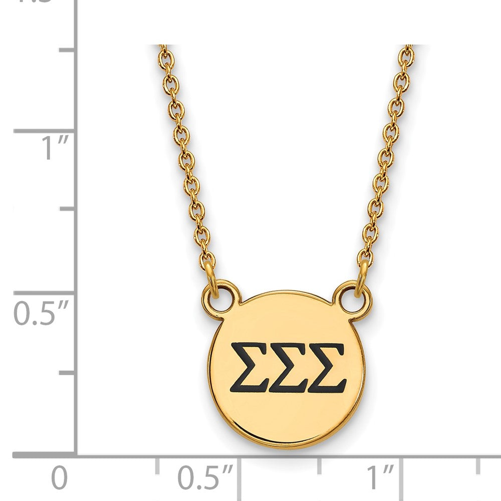 Vergoldet Sterlingsilber Logoart Sigma Sorority Greek Buchstaben Klein Schwarz Emaille Anhänger 18 Zoll Halskette