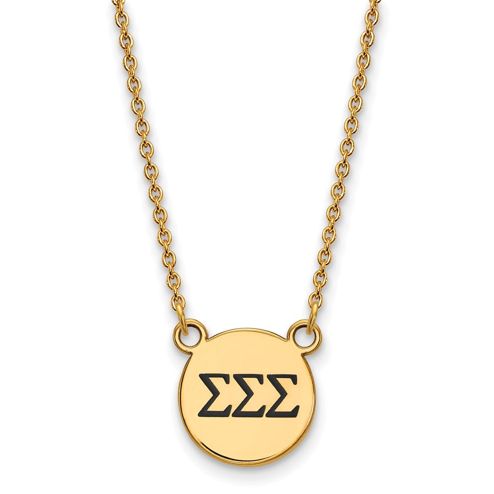 Vergoldet Sterlingsilber Logoart Sigma Sorority Greek Buchstaben Klein Schwarz Emaille Anhänger 18 Zoll Halskette