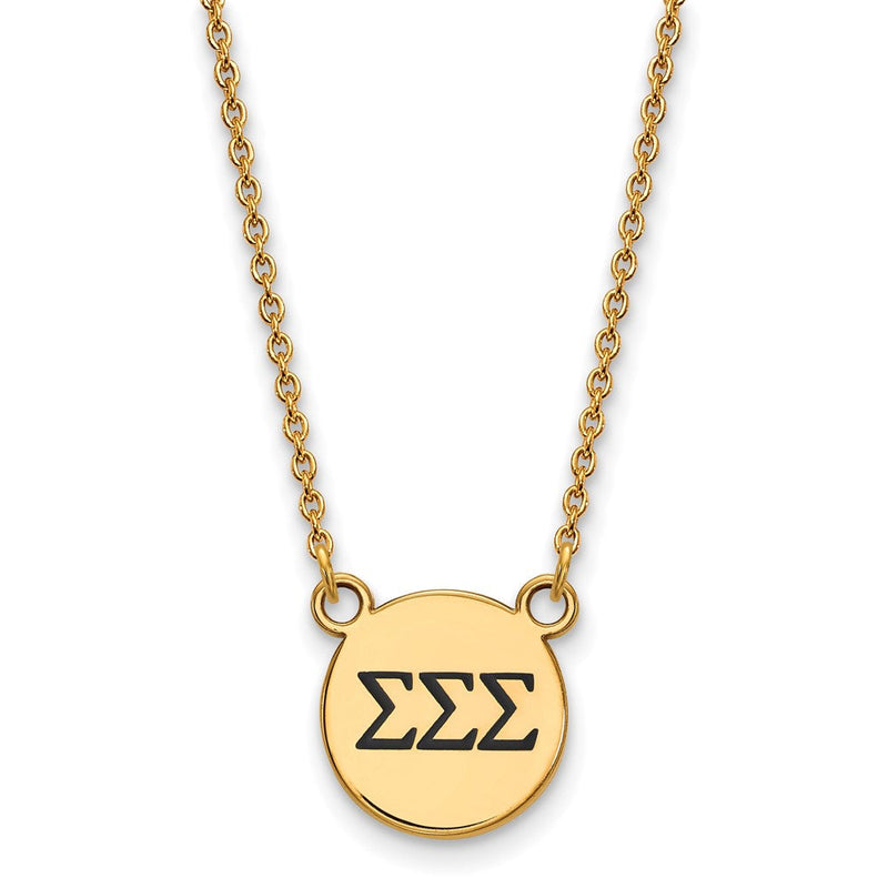 Vergoldet Sterlingsilber Logoart Sigma Sorority Greek Buchstaben Klein Schwarz Emaille Anhänger 18 Zoll Halskette