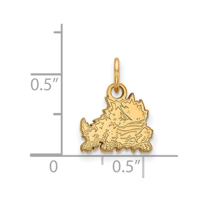 10K Gelbgold Logoart Texas Christlich University Gehörnt Frosch Extra Klein Anhänger