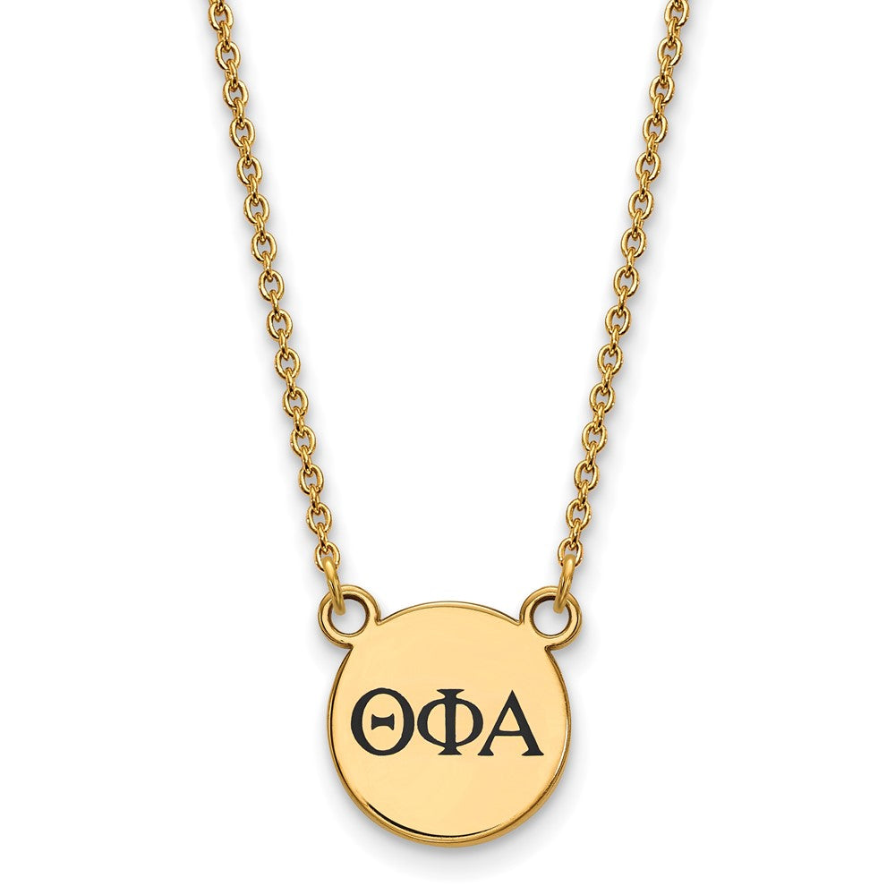 Vergoldet Sterlingsilber Logoart Theta Phi Alpha Sorority Greek Buchstaben Klein Schwarz Emaille Anhänger 18 Zoll Halskette
