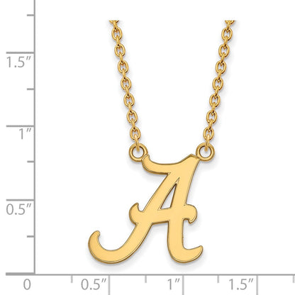 Vergoldet Sterlingsilber Logoart University Of Alabama Buchstabe A Groß Anhänger 18 Zoll Halskette