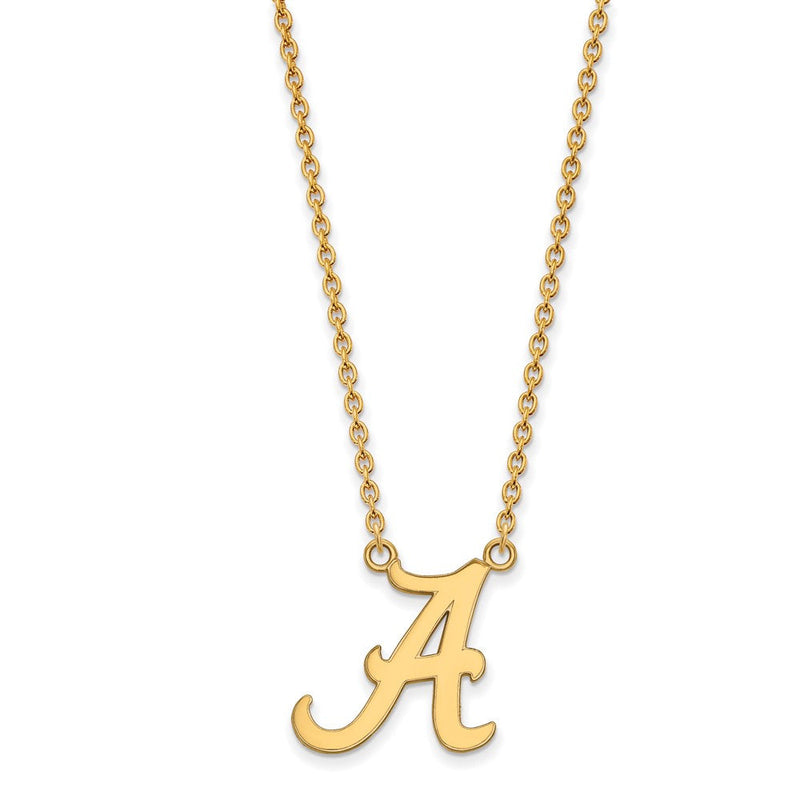 14K Gelbgold Logoart University Of Alabama Buchstabe A Groß Anhänger 18 Zoll Halskette