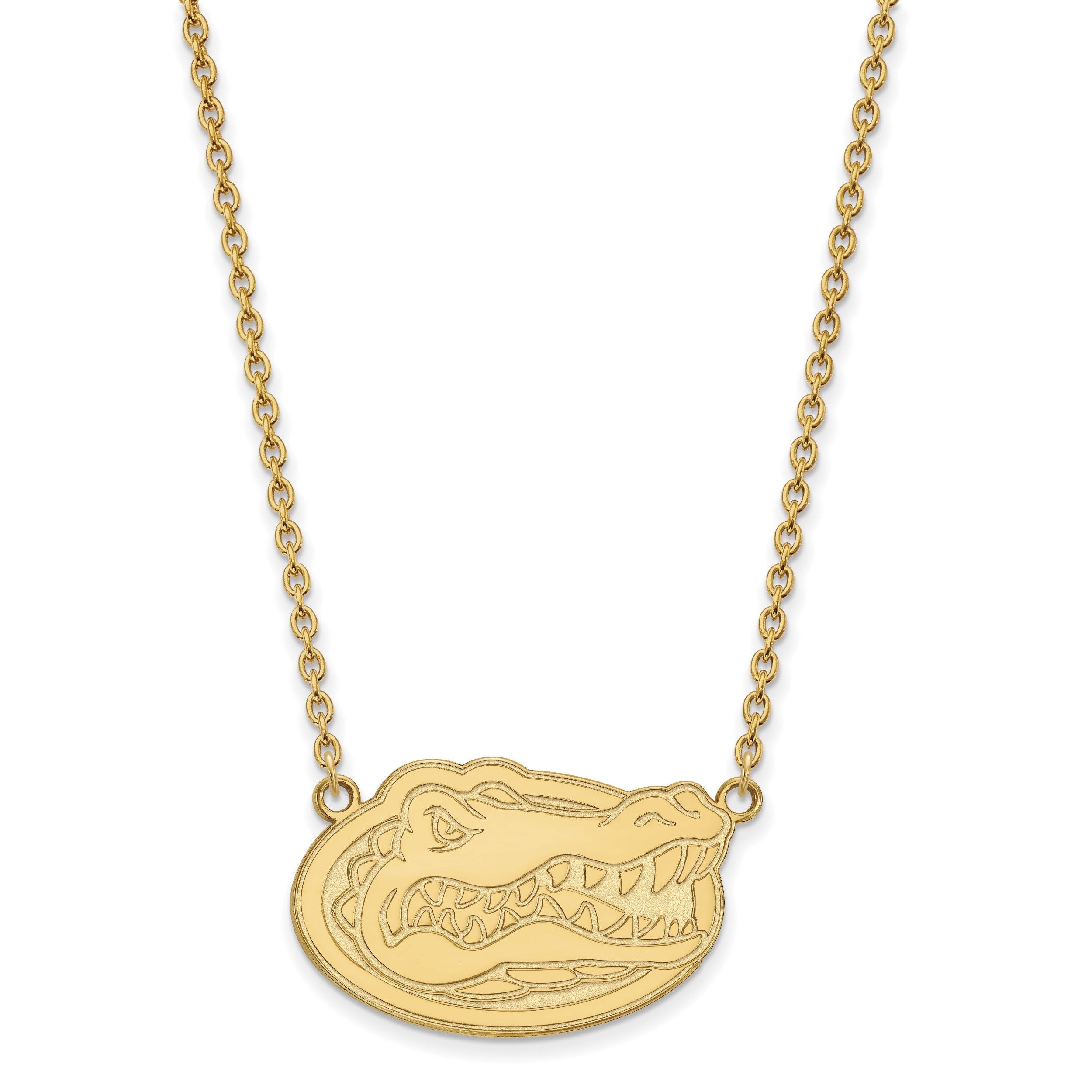Vergoldet Sterlingsilber Logoart University Of Florida Gator Groß Anhänger 18 Zoll Halskette