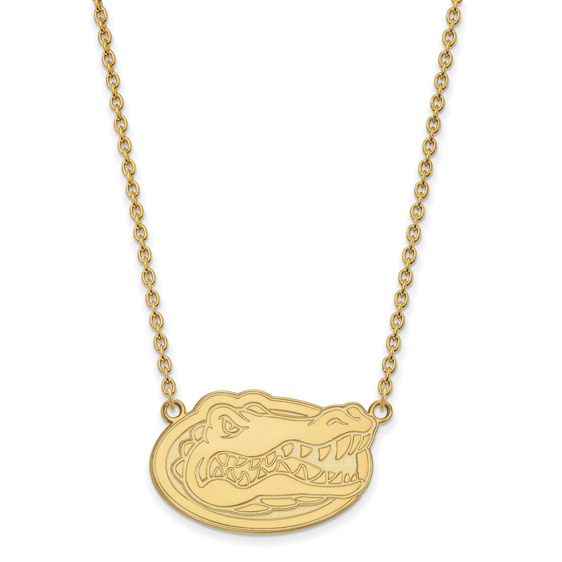 Vergoldet Sterlingsilber Logoart University Of Florida Gator Groß Anhänger 18 Zoll Halskette