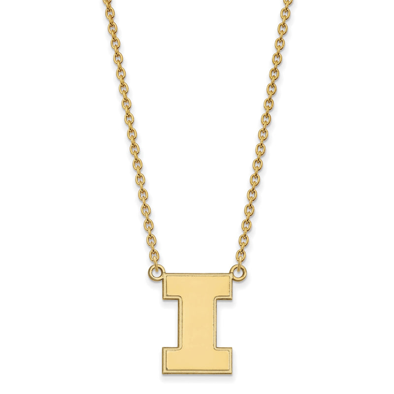 10K Gelbgold Logoart University Of Illinois Buchstabe I Groß Anhänger 18 Zoll Halskette