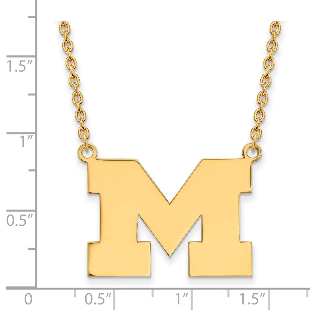 Vergoldet Sterlingsilber Logoart University Of Michigan Buchstabe M Groß Anhänger 18 Zoll Halskette