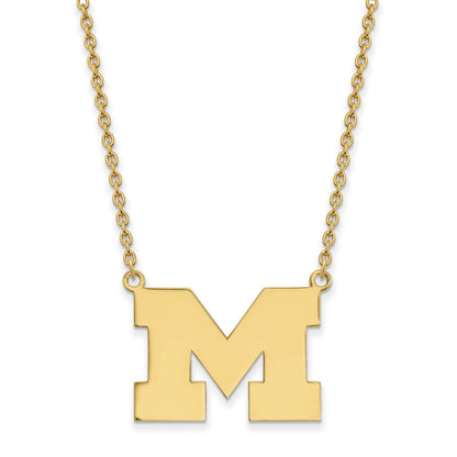 Vergoldet Sterlingsilber Logoart University Of Michigan Buchstabe M Groß Anhänger 18 Zoll Halskette