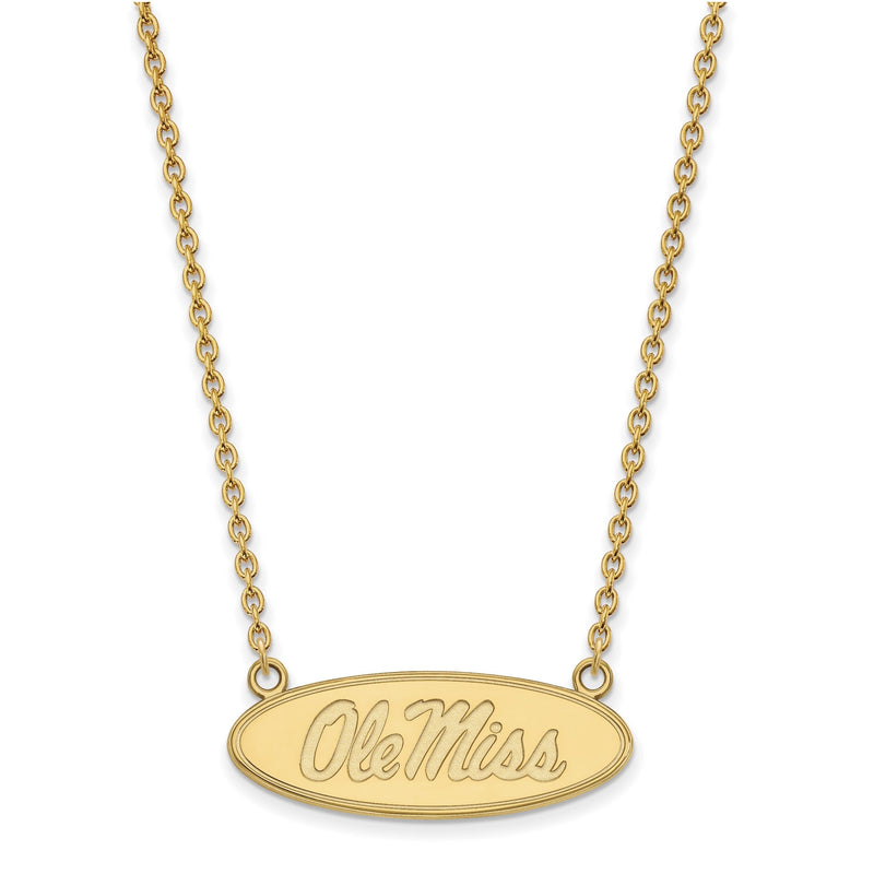 Vergoldet Sterlingsilber Logoart University Of Mississippi Ole Miss Groß Oval Anhänger 18 Zoll Halskette