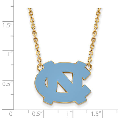 Vergoldet Sterlingsilber Logoart University Of North Carolina N C Emailliert Groß Anhänger 18 Zoll Halskette