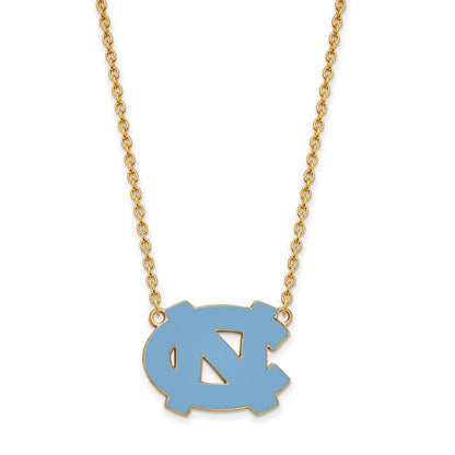Vergoldet Sterlingsilber Logoart University Of North Carolina N C Emailliert Groß Anhänger 18 Zoll Halskette