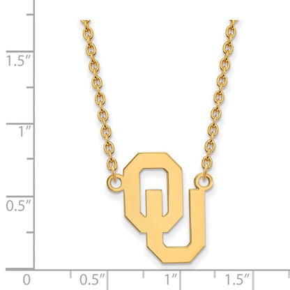 Vergoldet Sterlingsilber Logoart University Of Oklahoma O U Groß Anhänger 18 Zoll Halskette