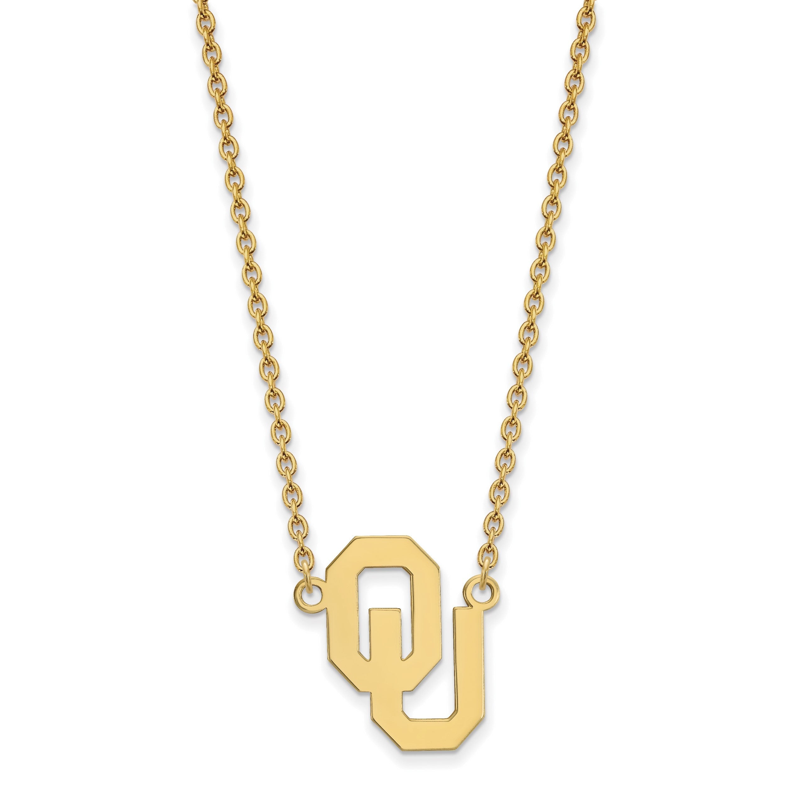 Vergoldet Sterlingsilber Logoart University Of Oklahoma O U Groß Anhänger 18 Zoll Halskette