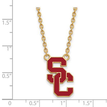 Vergoldet Sterlingsilber University Of Southern California S C Groß Emailliert Anhänger 18 Zoll Halskette