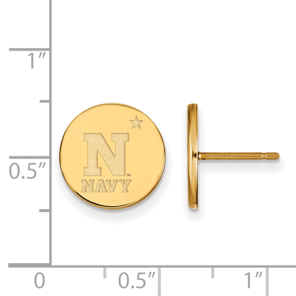 Vergoldet Sterlingsilber Logoart Us Naval Akademie Klein Plättchen Ohrstecker