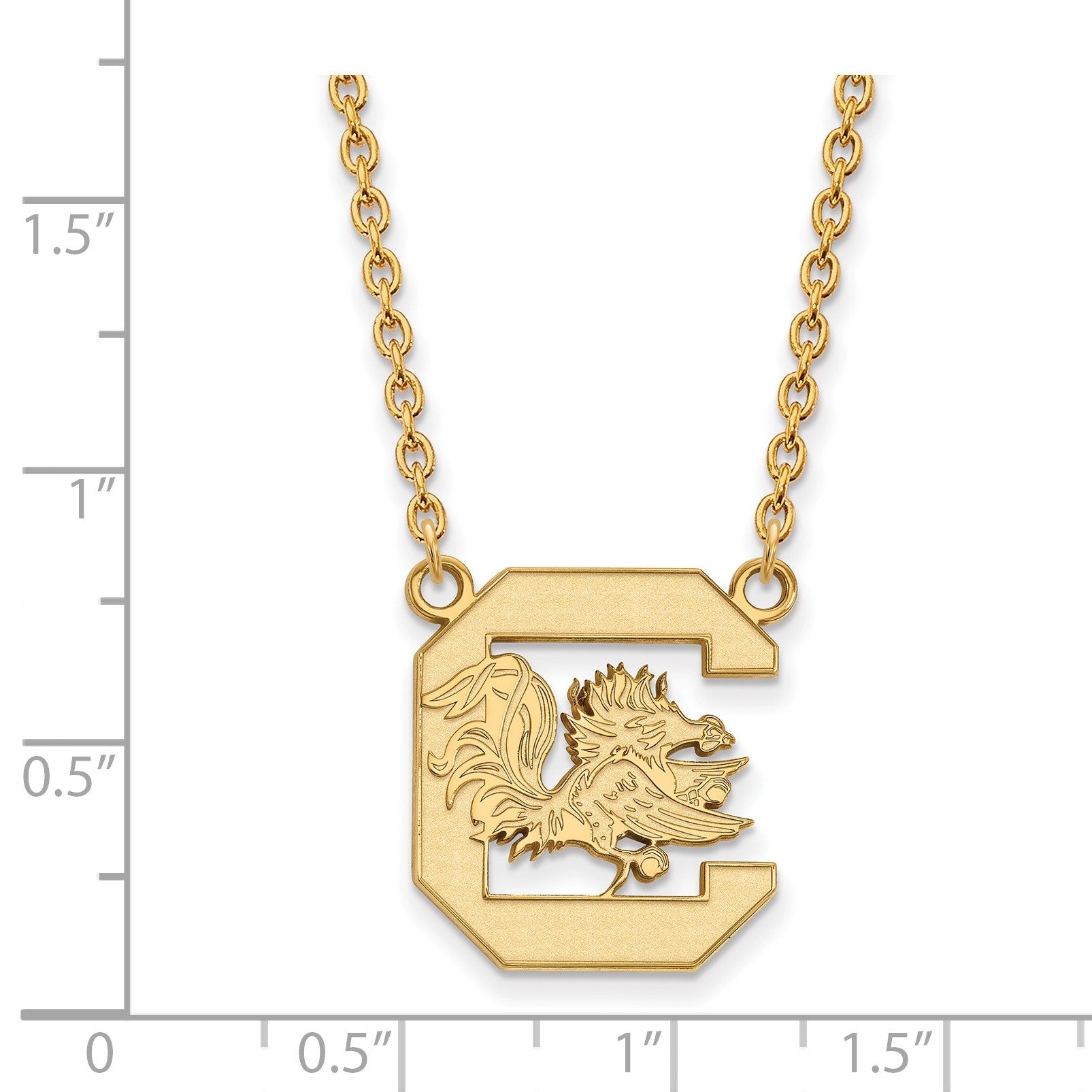 Vergoldet Sterlingsilber Logoart University Of South Carolina Groß Anhänger 18 Zoll Halskette