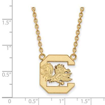 Vergoldet Sterlingsilber Logoart University Of South Carolina Groß Anhänger 18 Zoll Halskette