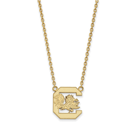 Vergoldet Sterlingsilber Logoart University Of South Carolina Groß Anhänger 18 Zoll Halskette