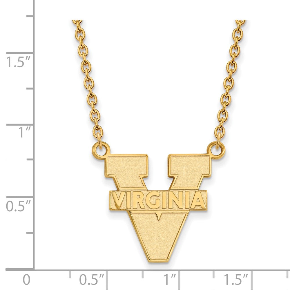 Vergoldet Sterlingsilber Logoart University Of Virginia Groß Anhänger 18 Zoll Halskette