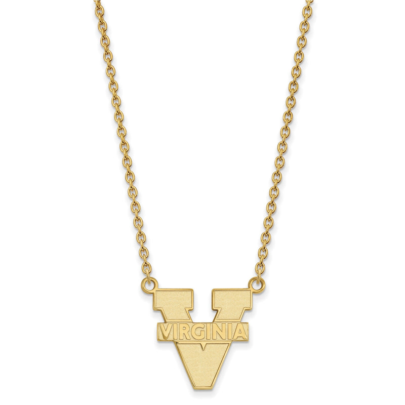 10K Gelbgold Logoart University Of Virginia Groß Anhänger 18 Zoll Halskette