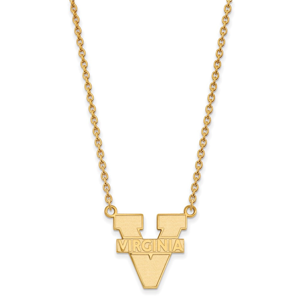 Vergoldet Sterlingsilber Logoart University Of Virginia Groß Anhänger 18 Zoll Halskette