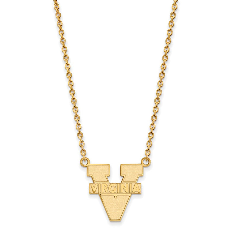 Vergoldet Sterlingsilber Logoart University Of Virginia Groß Anhänger 18 Zoll Halskette