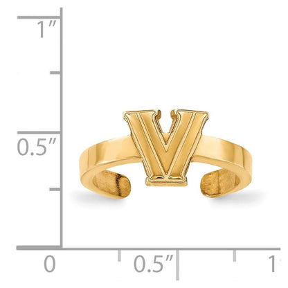 Vergoldet Sterlingsilber Logoart Villanova University Buchstabe V Zehenring